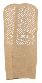 Slipper Socks; XL Beige Pair Men's  10-12  Wms 11-13