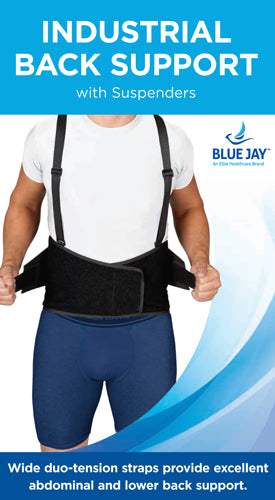 Blue Jay Industrial Back Suppt w/Suspenders  Black  X-Large - GlobalMedicalSpecialists.com